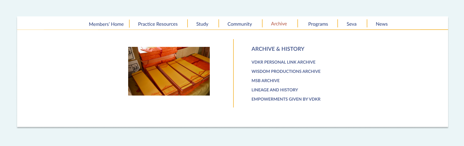 Archive mega menu dropdown