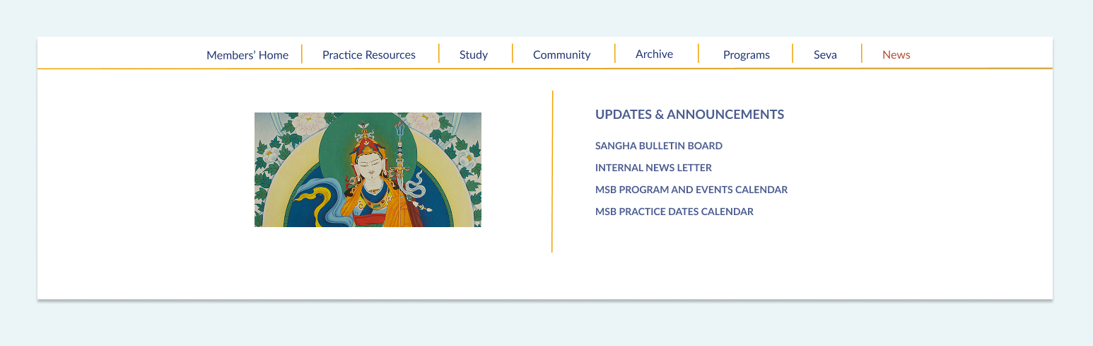 News mega menu dropdown